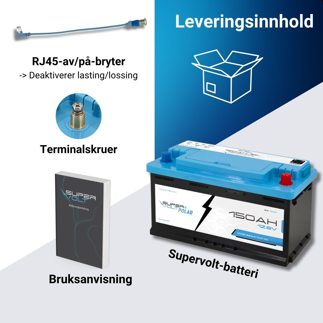 Supervolt Polar LiFePO₄ 12,8V 150Ah litiumbatteri – Smart BMS, Bluetooth og oppvarming ned til −30 °C