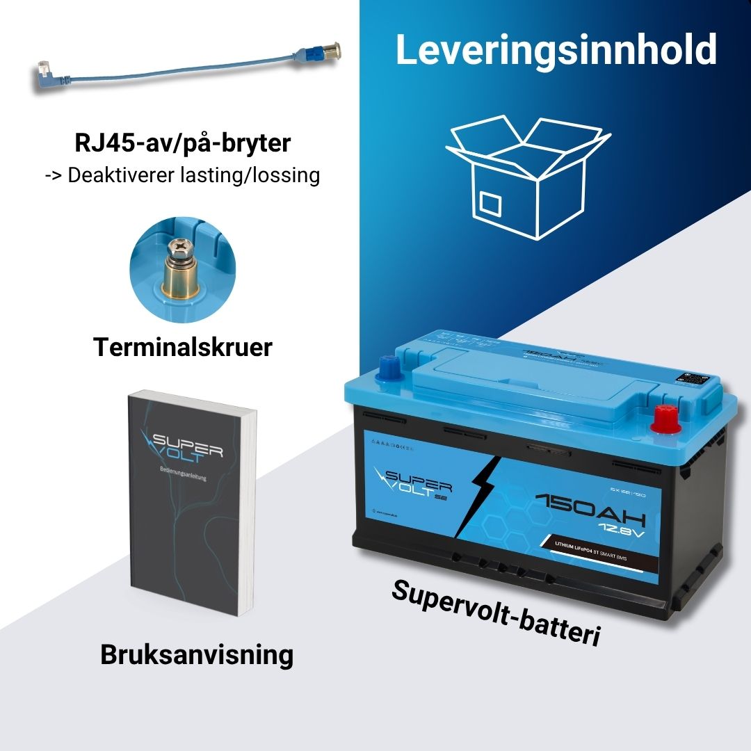 Supervolt SE LiFePO₄ 12,8V 150Ah litiumbatteri – Smart BMS og Bluetooth