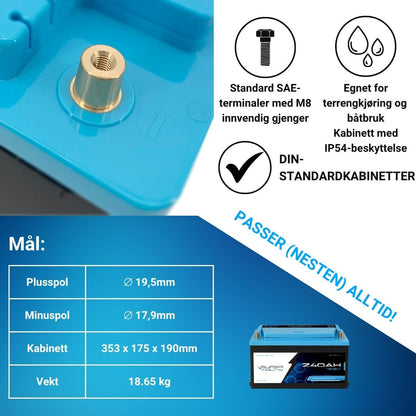 Supervolt Pro LiFePO₄ 12,8V 240Ah litiumbatteri – Smart BMS, Bluetooth, grensesnitt og oppvarming ned til −30 °C