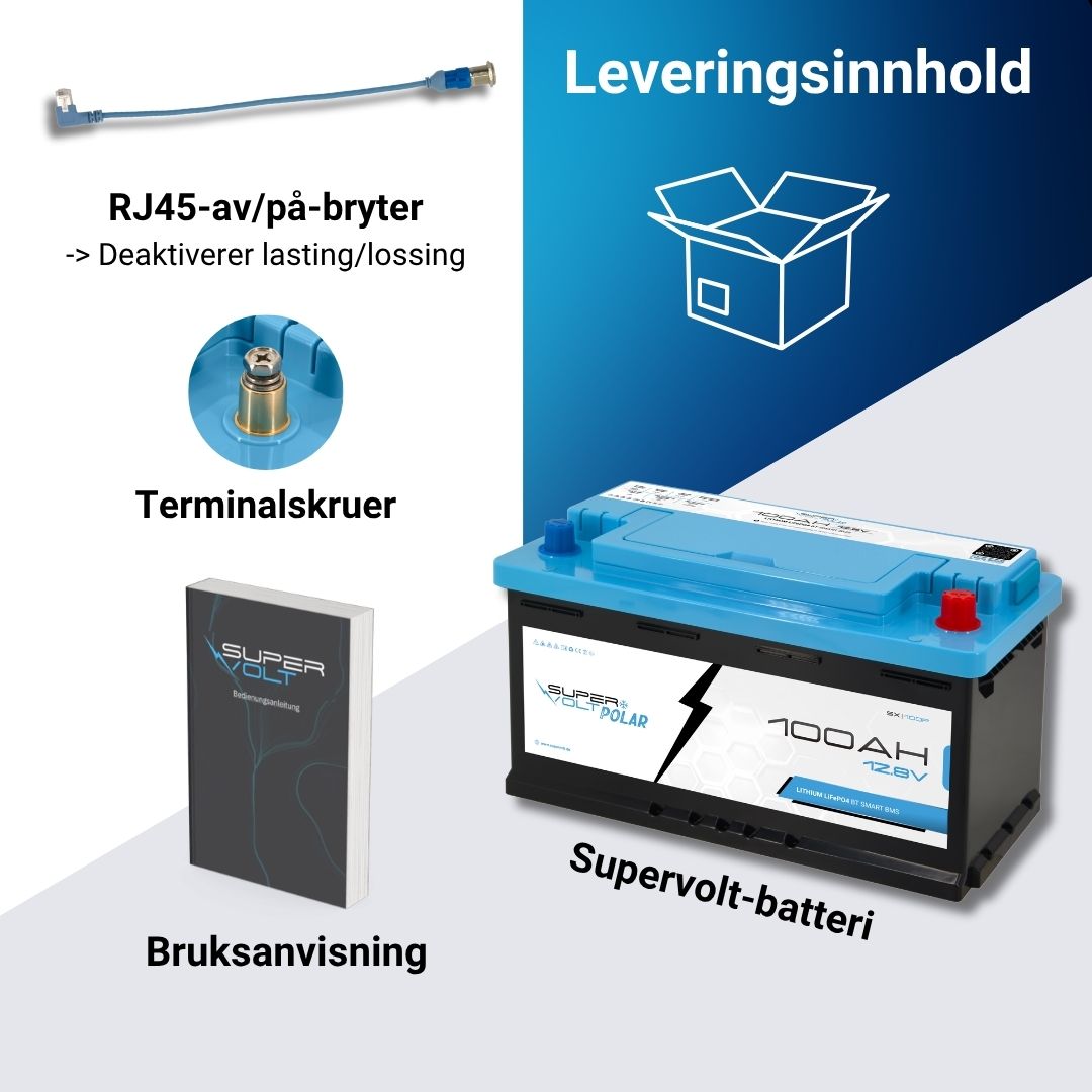 Supervolt Polar LiFePO₄ 12,8 V 100 Ah litiumbatteri – Smart BMS, Bluetooth og oppvarming ned til −30 °C