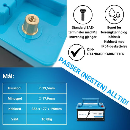 Supervolt Polar LiFePO₄ 12,8V 150Ah litiumbatteri – Smart BMS, Bluetooth og oppvarming ned til −30 °C