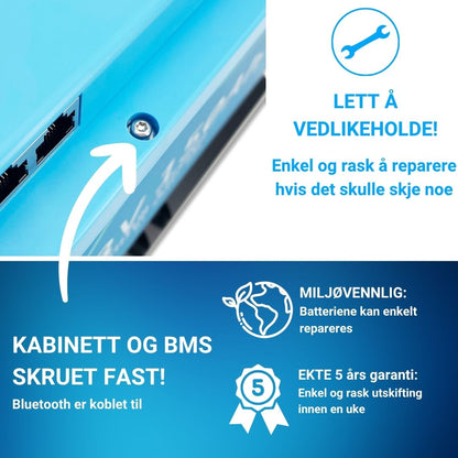 Supervolt Polar LiFePO₄ 12,8V 150Ah litiumbatteri – Smart BMS, Bluetooth og oppvarming ned til −30 °C