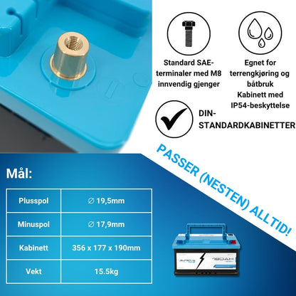 Supervolt Polar LiFePO₄ 12,8V 180Ah litiumbatteri – Smart BMS, Bluetooth og oppvarming ned til −30 °C