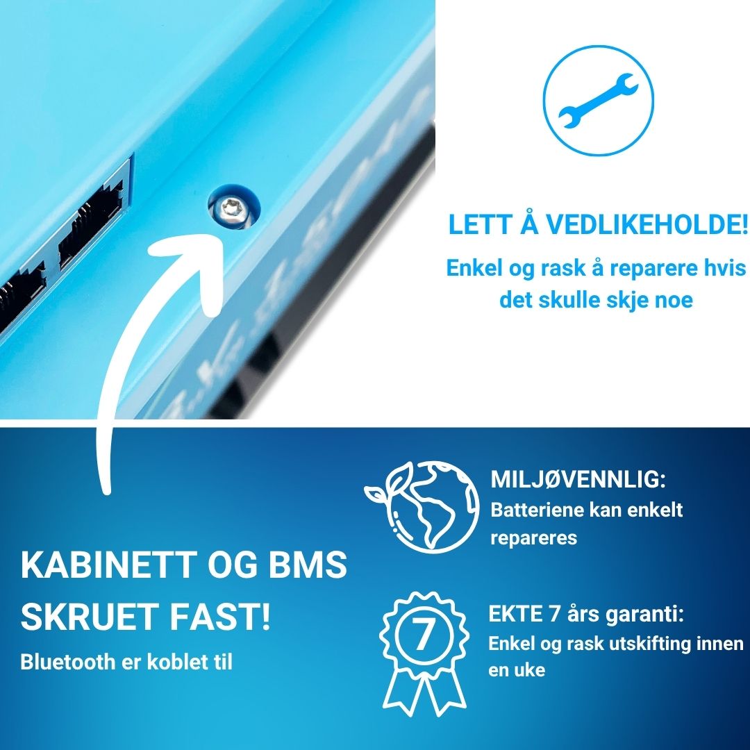 Supervolt Pro LiFePO₄ 12,8V 180Ah litiumbatteri – Smart BMS, Bluetooth, grensesnitt og oppvarming ned til −30 °C
