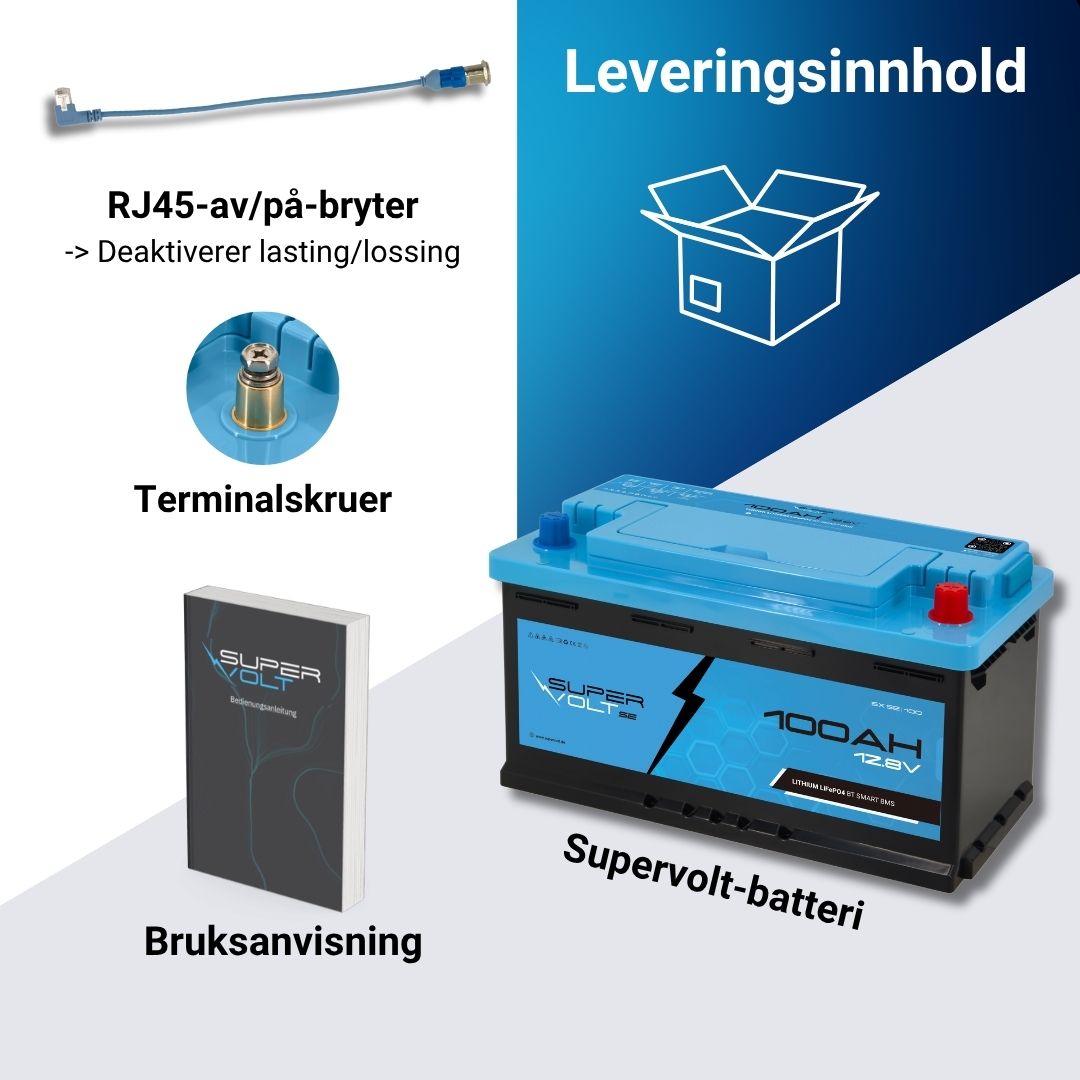 Supervolt SE LiFePO₄ 12,8 V 100 Ah litiumbatteri – Smart BMS og Bluetooth
