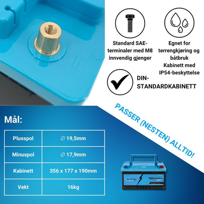 Supervolt SE LiFePO₄ 12,8V 150Ah litiumbatteri – Smart BMS og Bluetooth
