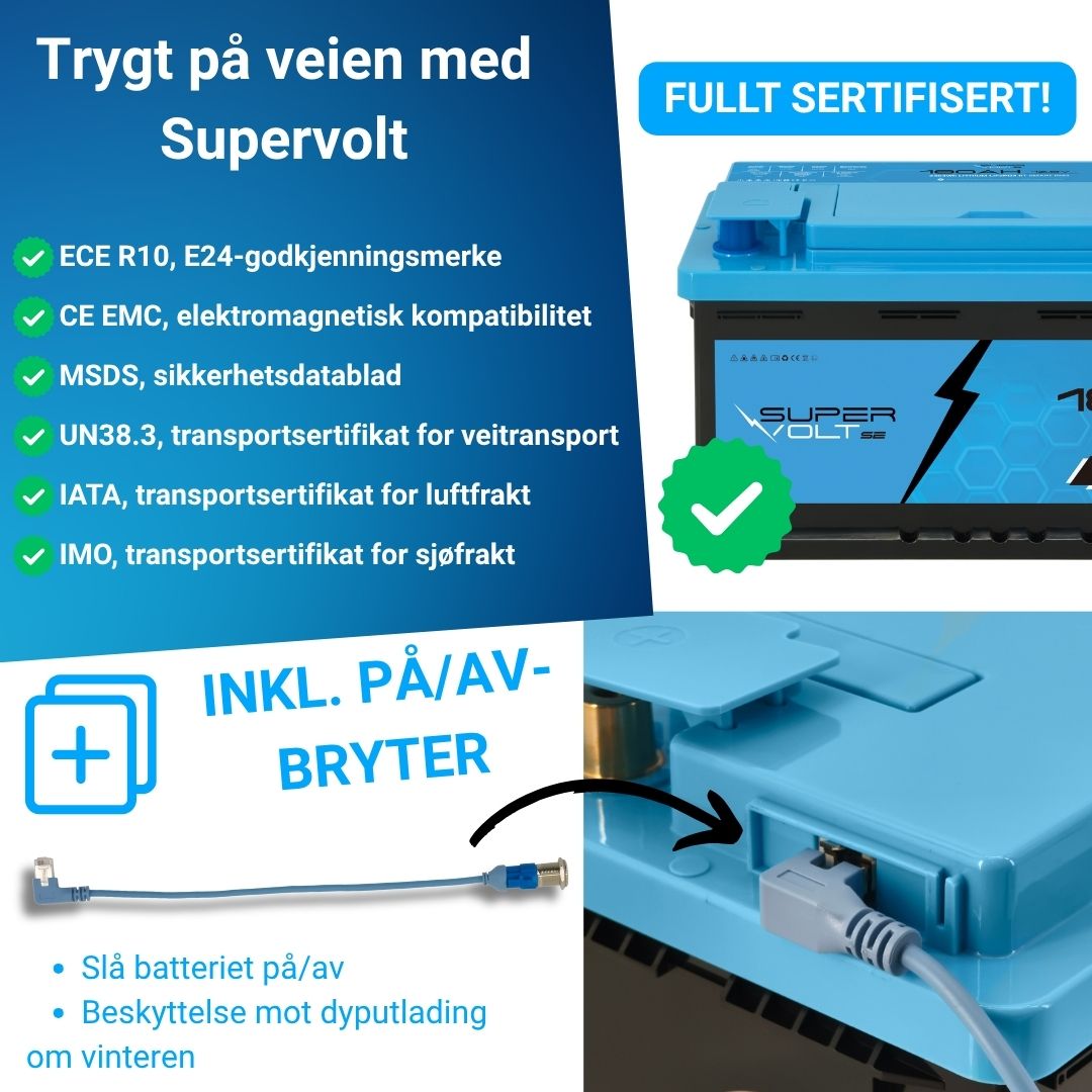 Supervolt SE LiFePO₄ 12,8V 180Ah litiumbatteri – Smart BMS og Bluetooth