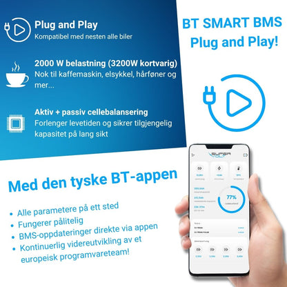 Supervolt SE LiFePO₄ 12,8V 180Ah litiumbatteri – Smart BMS og Bluetooth