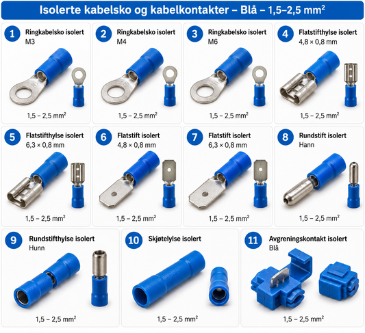 Isolerte kabelsko blå – 1,5–2,5 mm²
