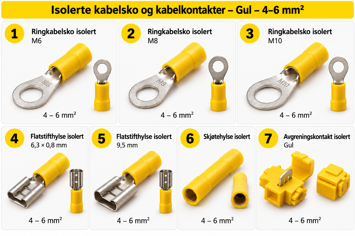 Isolerte kabelsko gul – 4–6 mm²
