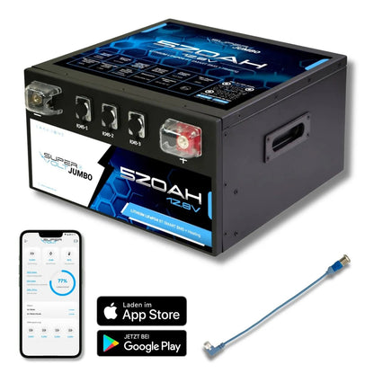 Supervolt Jumbo 520 Ah LiFePO4 12,8 V litiumbatteri med varme og Bluetooth