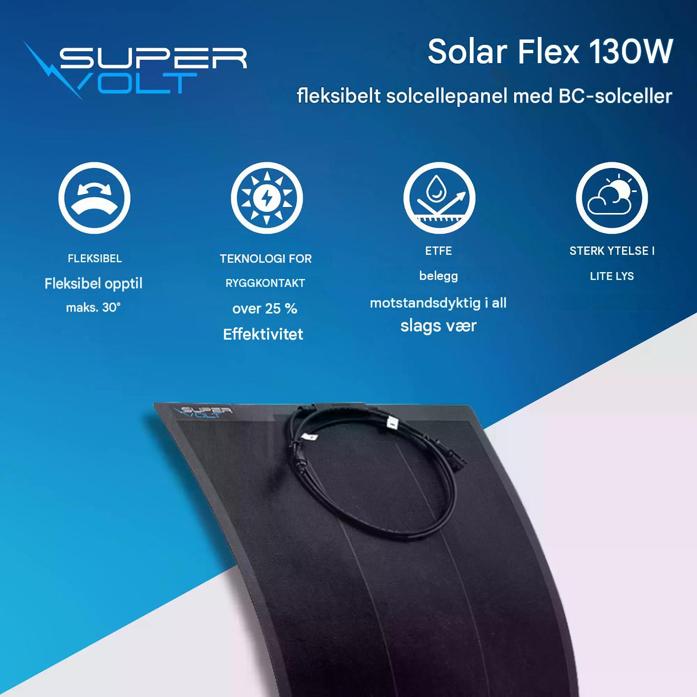 Supervolt Solar Flex 130W – Fleksibelt solcellepanel – Back Contact-teknologi