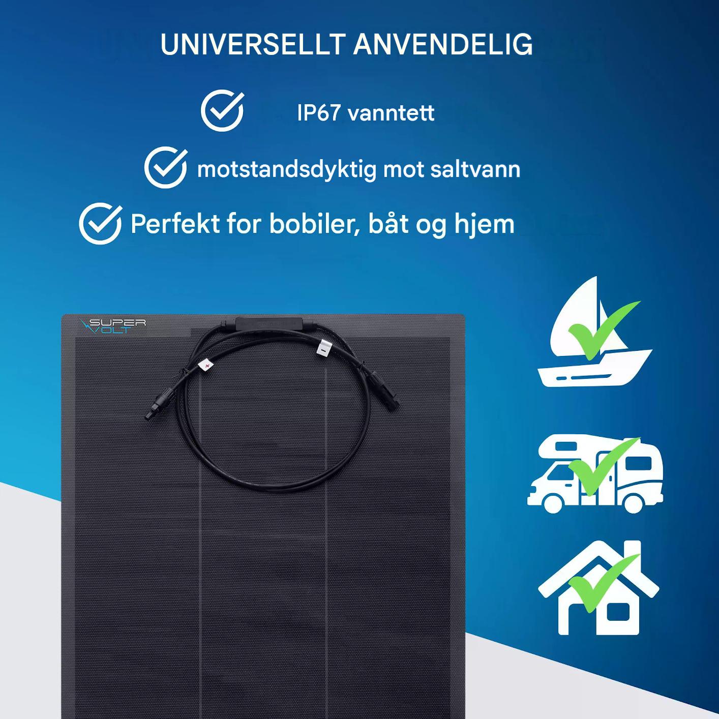 Supervolt Solar Flex 130W – Fleksibelt solcellepanel – Back Contact-teknologi