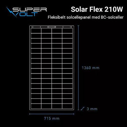 Supervolt Solar Flex 210W – Fleksibelt solcellepanel – Back Contact-teknologi